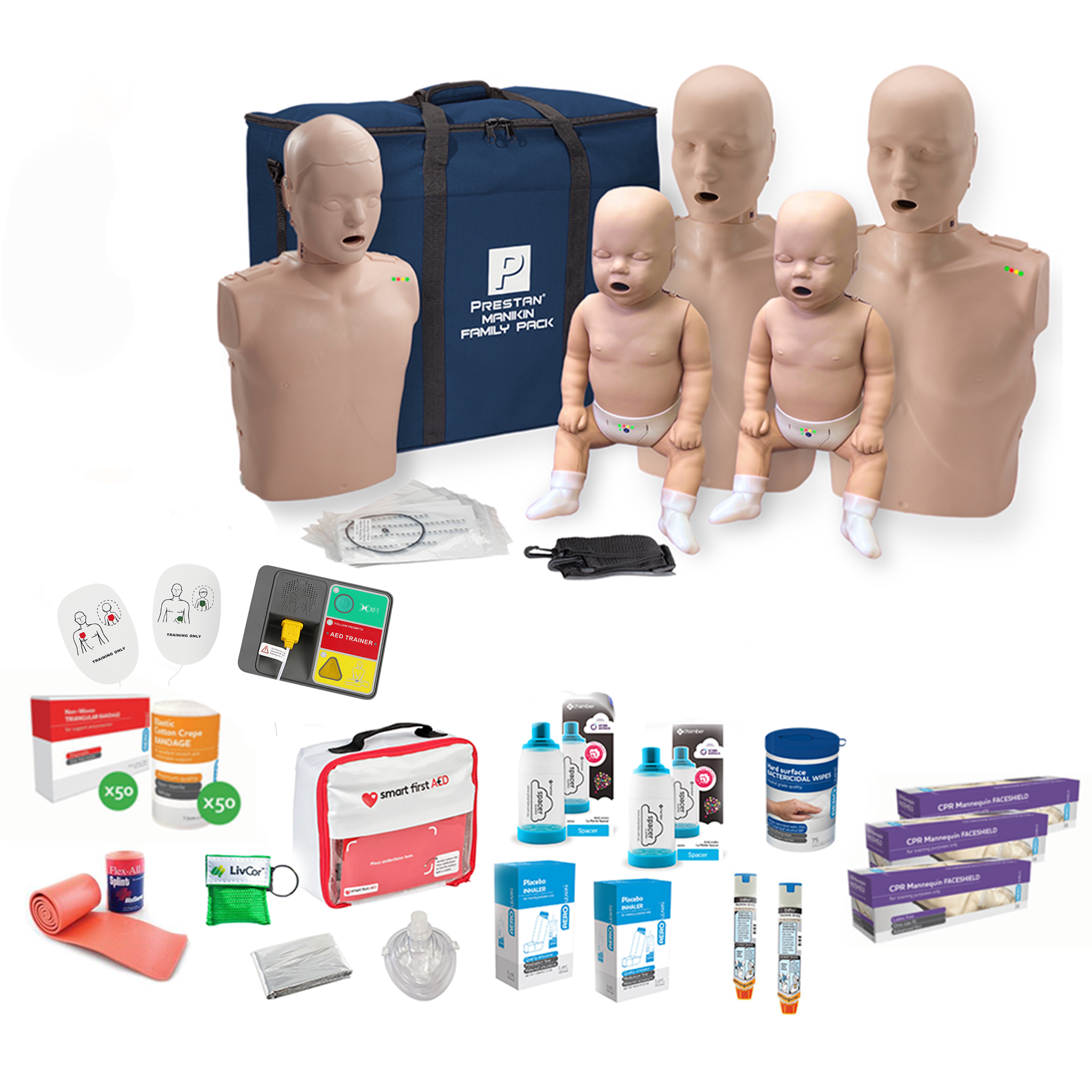 PRESTAN Professional CPR / First Aid Trainer Starter Kit | Family Pack, Medium Skin | Prestan | Available from LivCor Australia