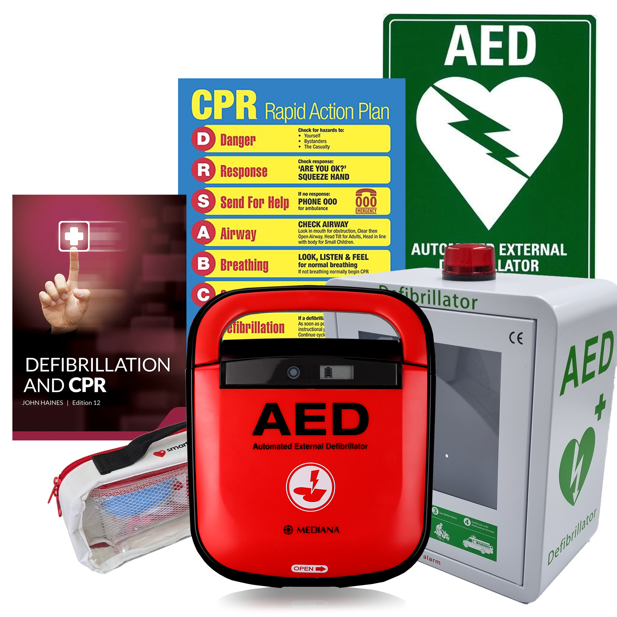 Mediana A15 Adult/Child Defibrillator Package | With Alarmed Wall Cabinet