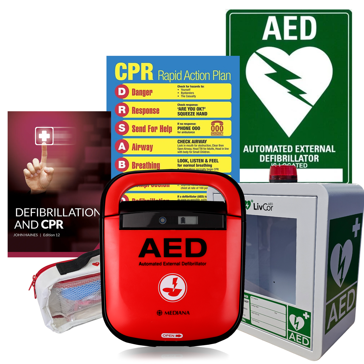 Mediana A15 Adult/Child Defibrillator Package | With Alarmed Wall Cabinet