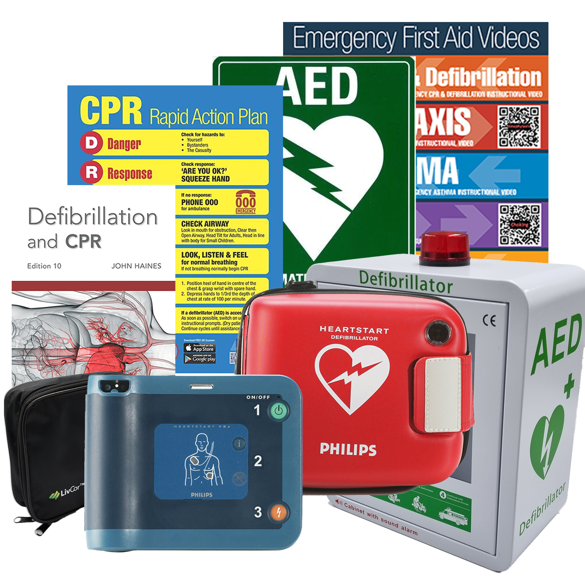 Philips HeartStart FRx Defibrillator Package | With Alarmed Wall Cabinet
