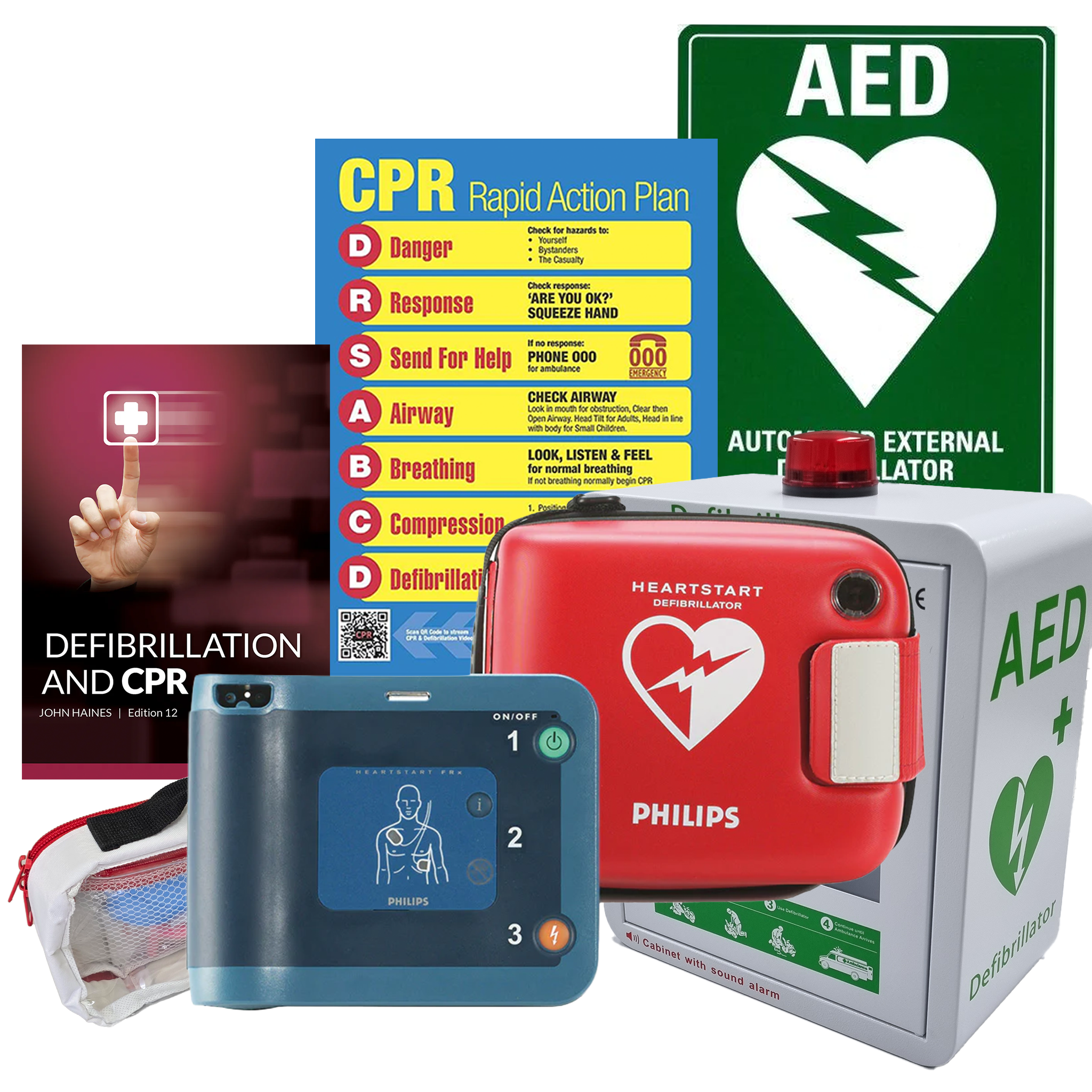 Philips HeartStart FRx Defibrillator Package | With Alarmed Wall Cabinet