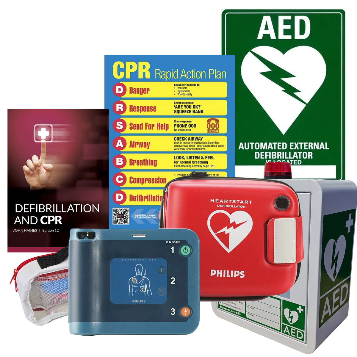Philips HeartStart FRx Defibrillator Package | With Alarmed Wall Cabinet