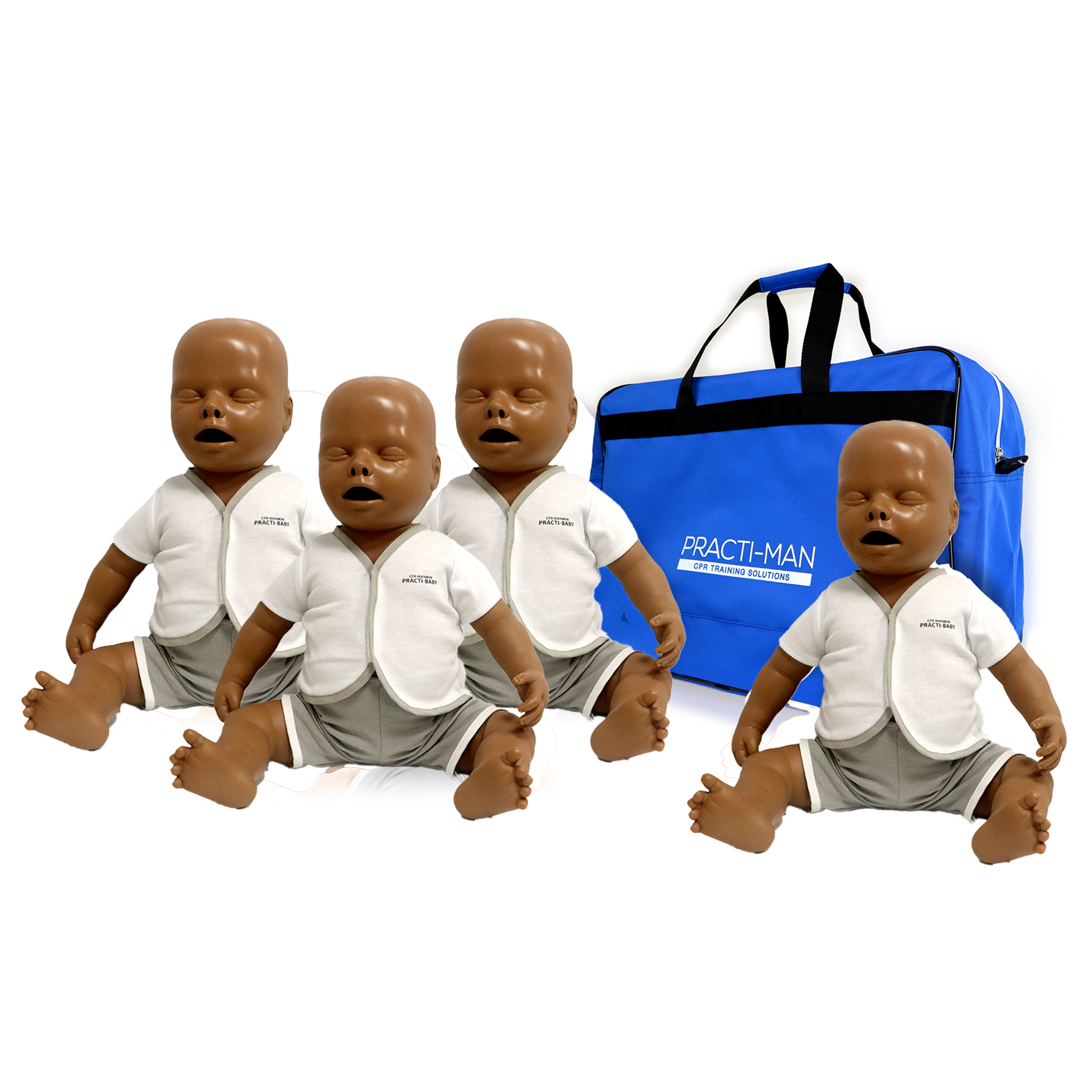 Practi-Baby | 4-Pack with Carry Bag | Dark Skin | Practi-Man | Available from LivCor Australia