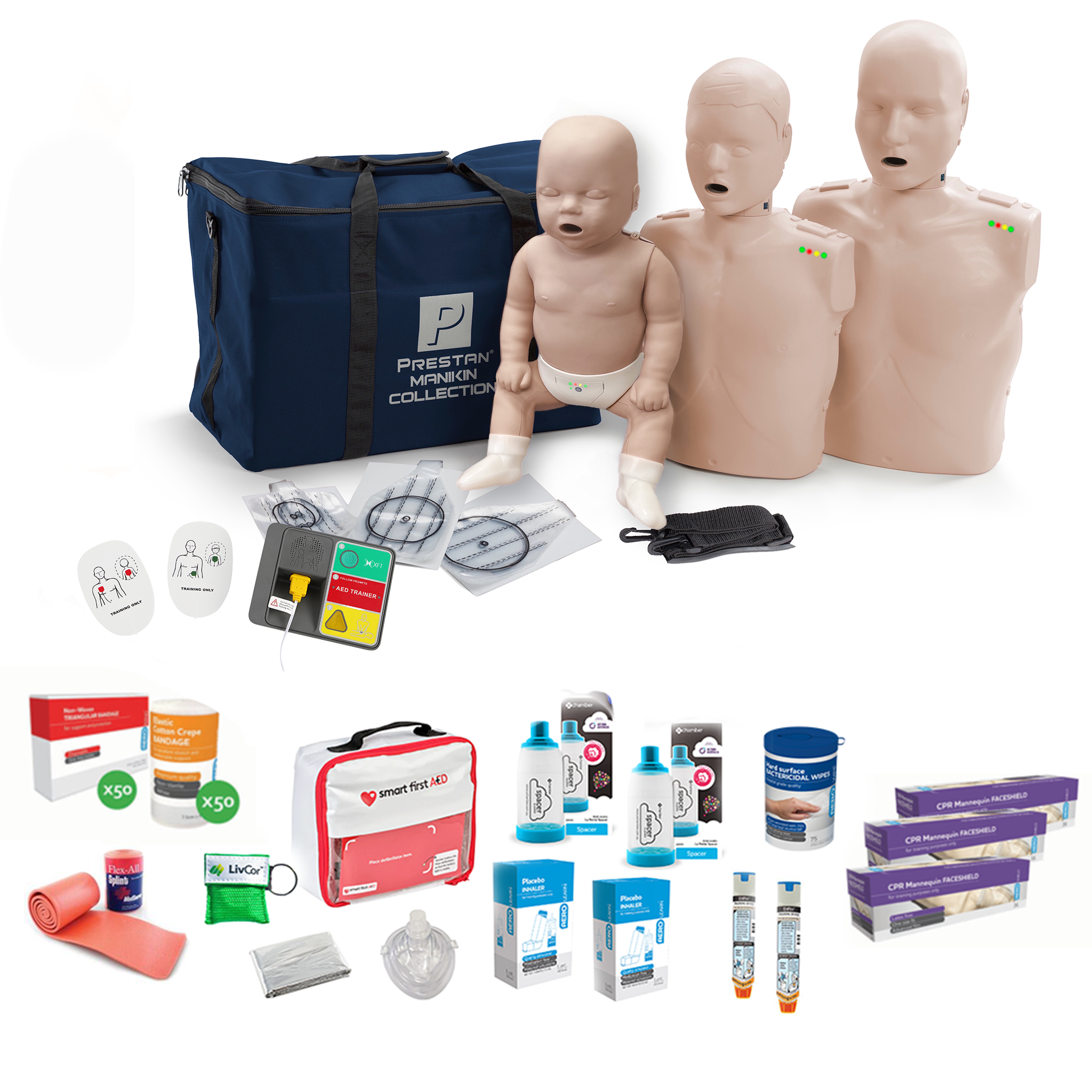 PRESTAN Professional CPR / First Aid Trainer Starter Kit | Collection Pack, Medium Skin