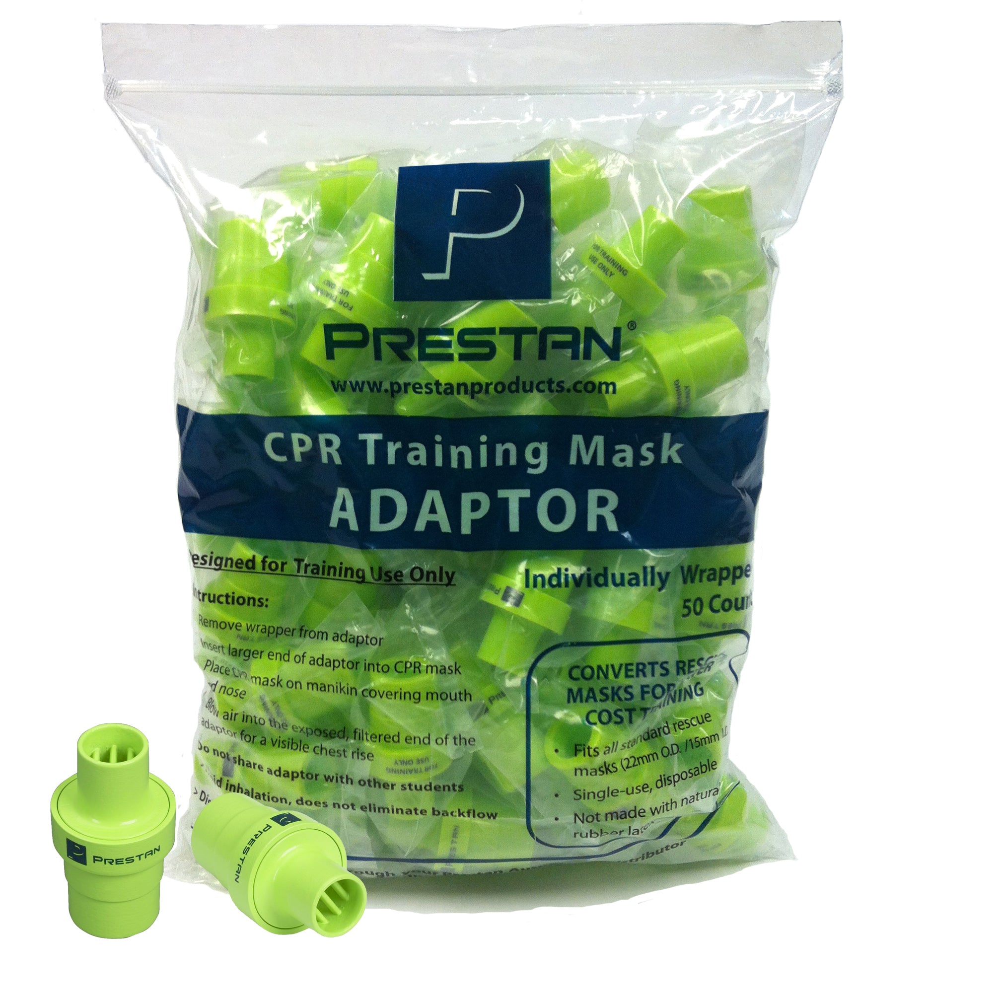Prestan Rescue Mask Adaptors (individually wrapped) - 50-Pack | Prestan | Available from LivCor Australia