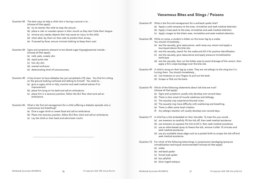 Re-Useable Student Workbook | HLTAID012 | LivCor | Available from LivCor Australia