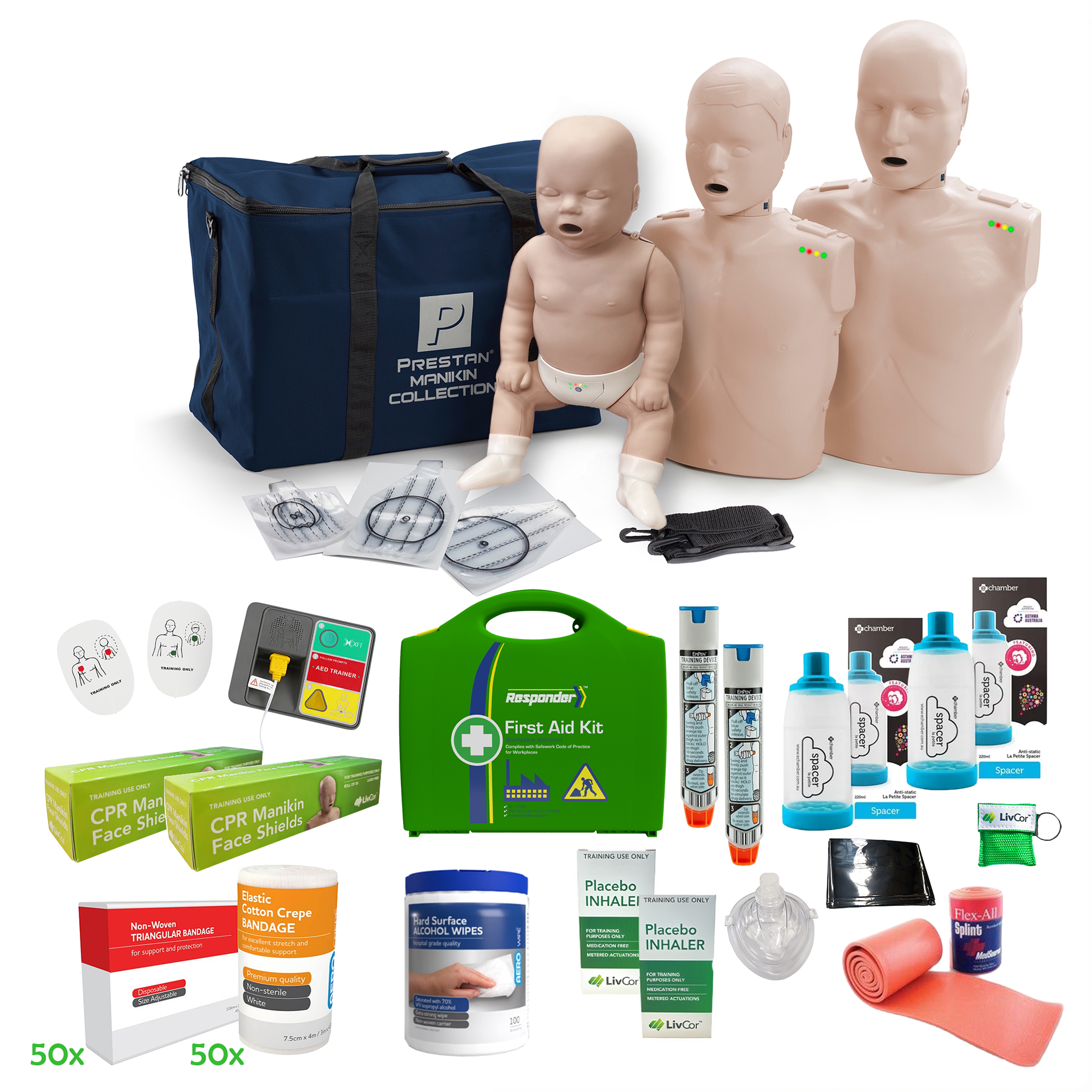 PRESTAN Professional CPR / First Aid Trainer Starter Kit | Collection Pack, Medium Skin