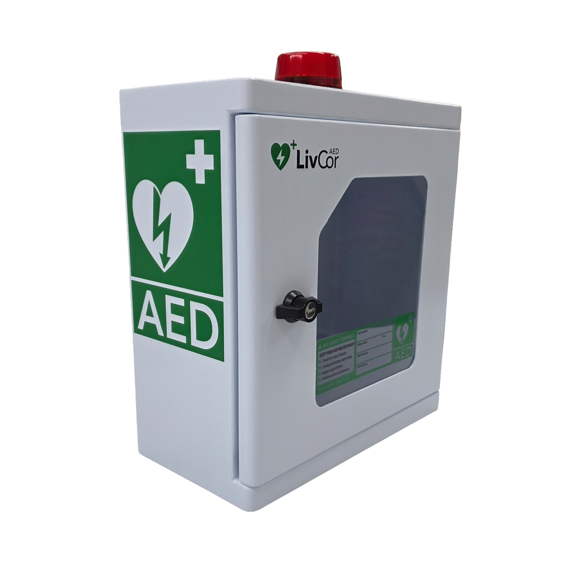 AED Wall Cabinet | Aluminium Indoor/Outdoor with Strobe Light Alarm | LivCor AED | Available from LivCor Australia