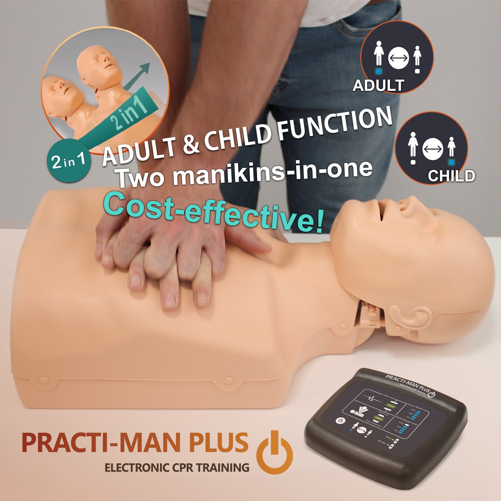 Practi-Man Plus | Adult Single w/Carry Bag | Feedback Monitoring | Practi-Man | Available from LivCor Australia