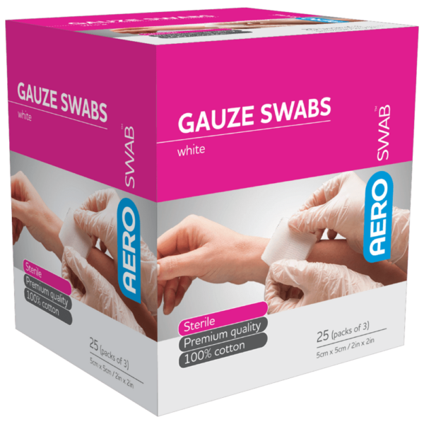 Sterile White Gauze Swab 5xm x 5cm (25 x packs of 3)