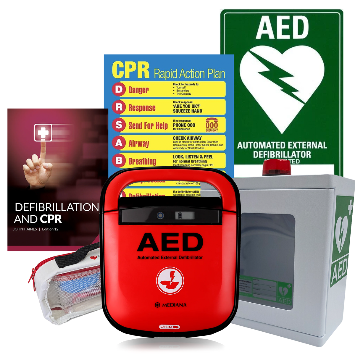 Mediana A15 Adult/Child Defibrillator Package | With Outdoor Alarmed Wall Cabinet | Mediana | Available from LivCor Australia