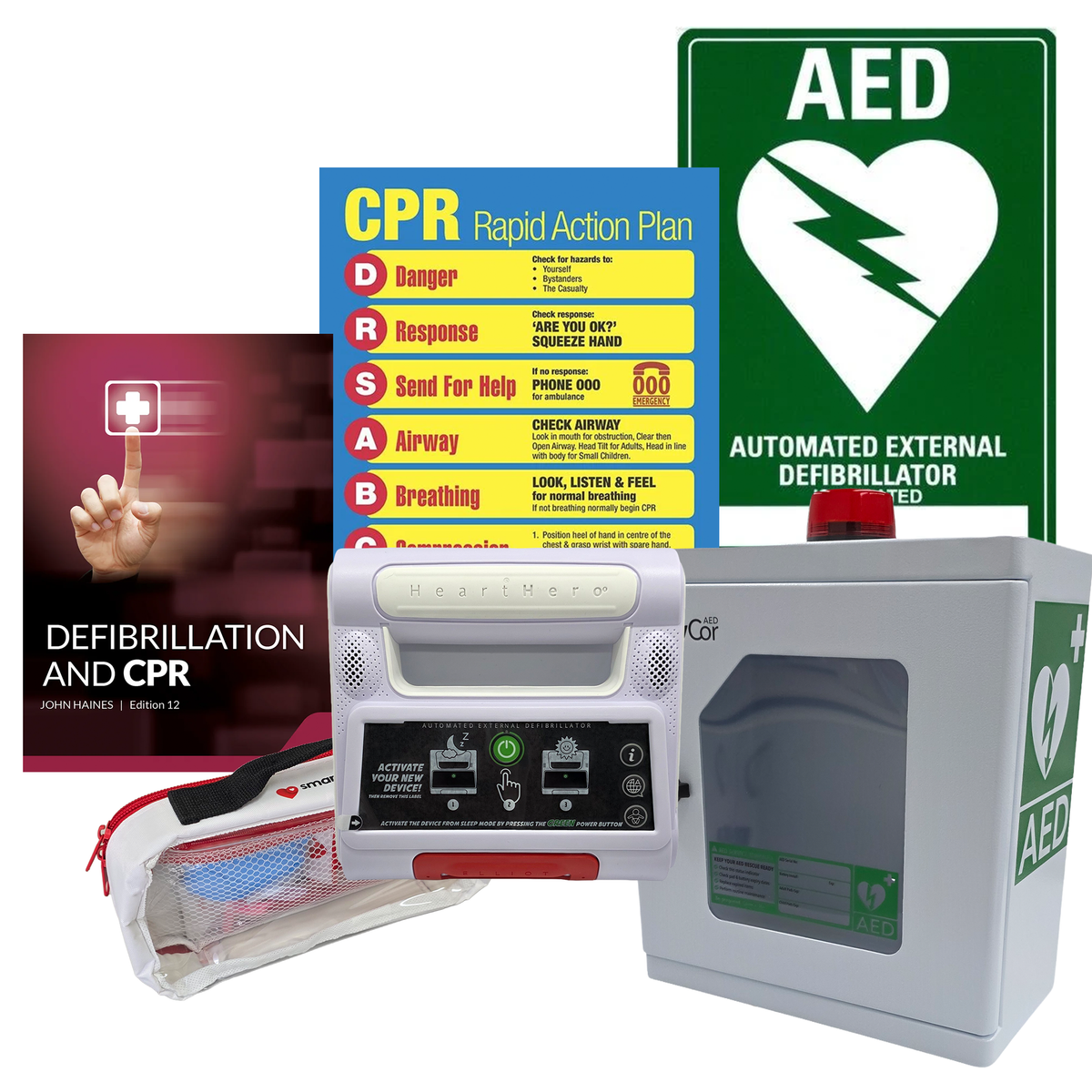 Elliot Mini Defibrillator Package | With Outdoor Alarmed Wall Cabinet