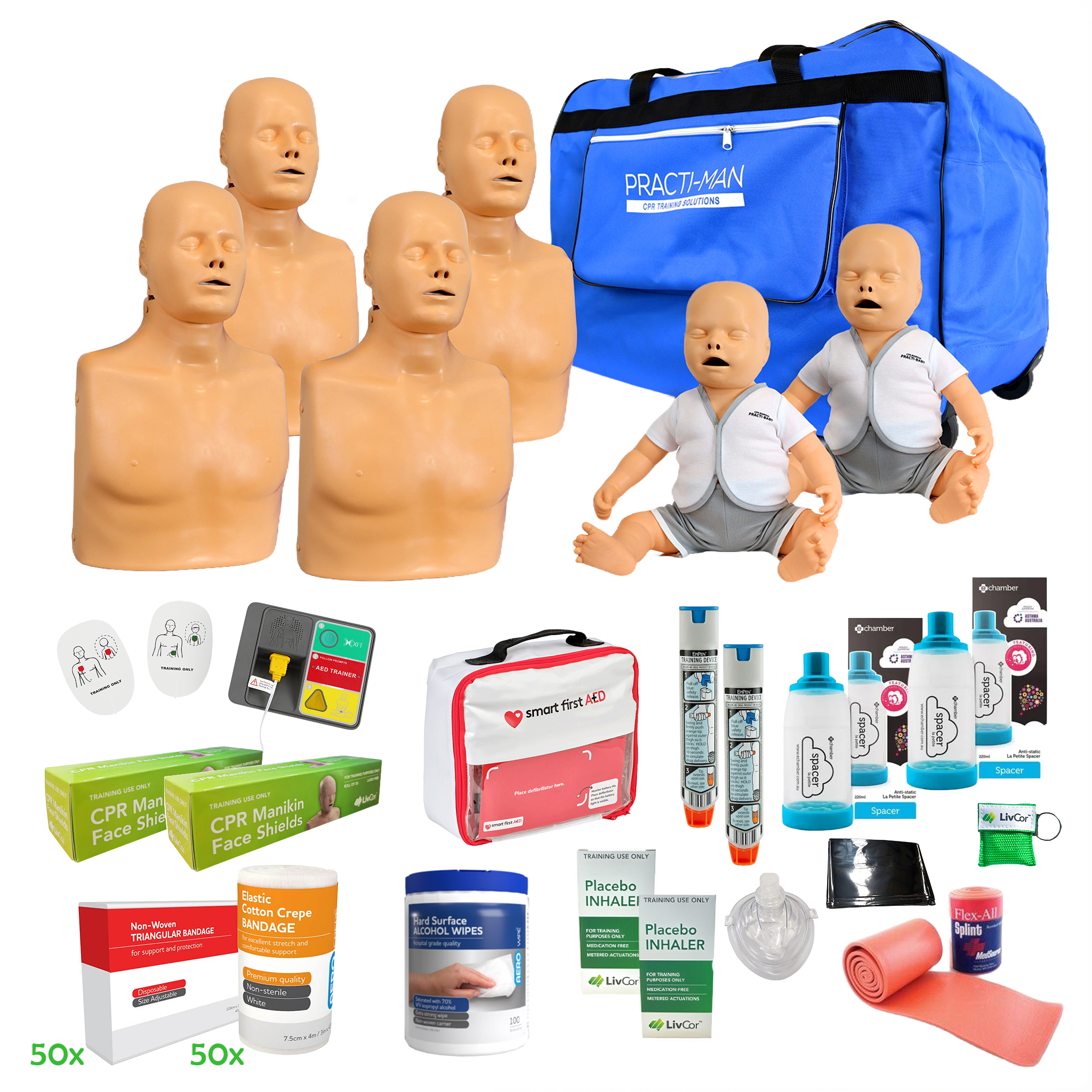 PractiMan Advance CPR / First Aid Trainer Starter Kit | Multi Pack with Wheeled Bag