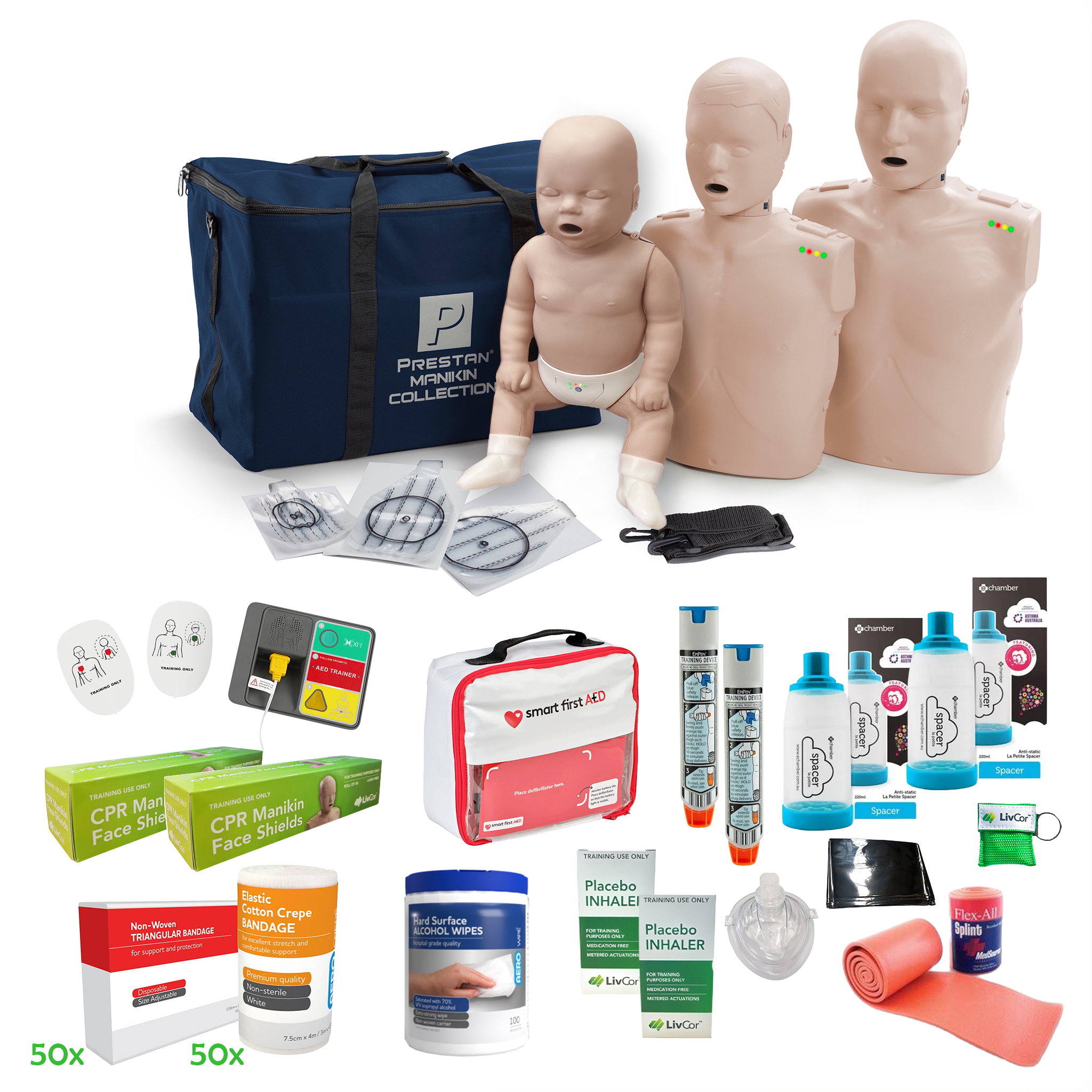 PRESTAN Professional CPR / First Aid Trainer Starter Kit | Collection Pack, Medium Skin