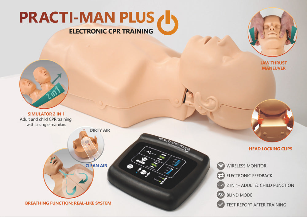 PractiMan PLUS CPR / First Aid Trainer Starter Kit | Multi Pack with Wheeled Bag