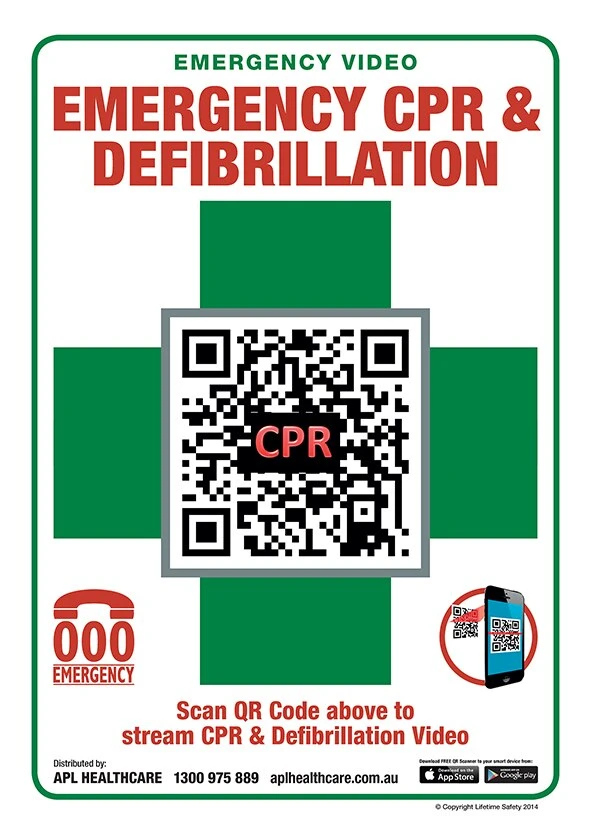 A4 CPR & Defib Video Sign | LivCor | Available from LivCor Australia