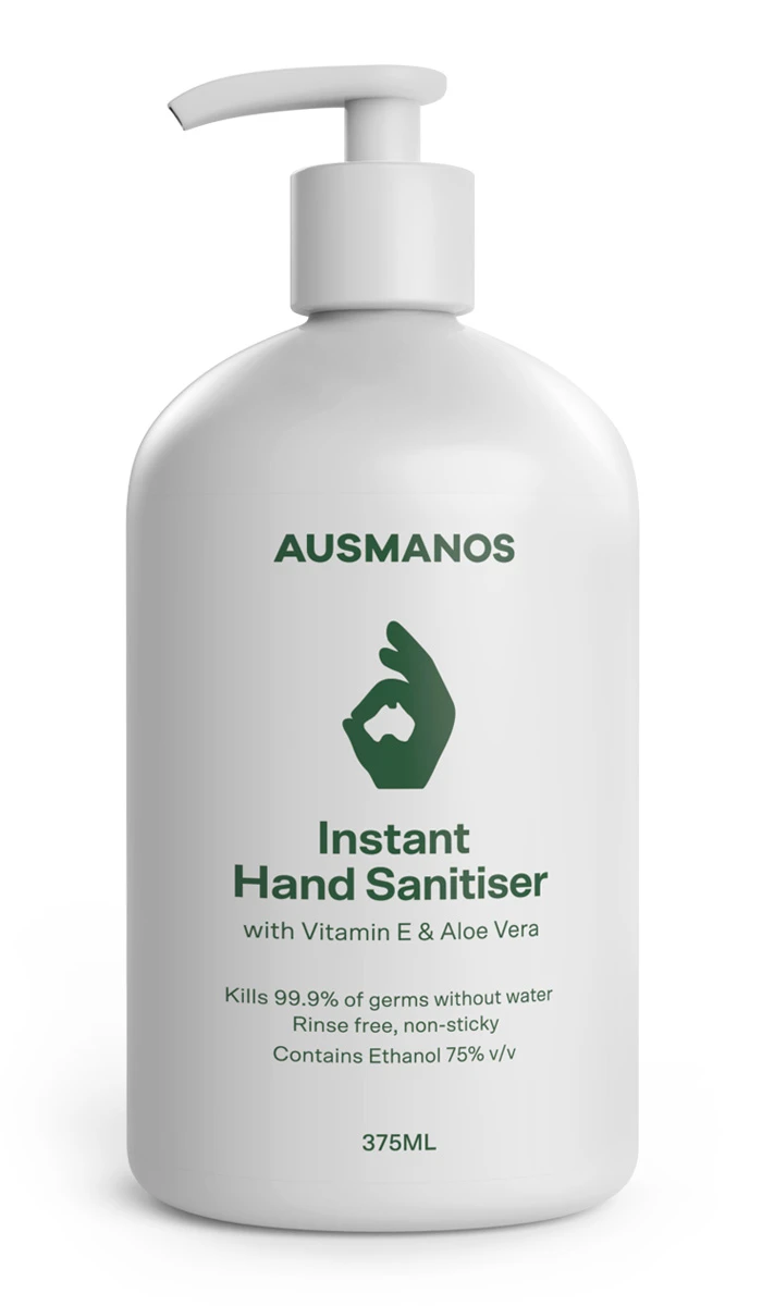 Instant Hand Sanitiser | 375ml Pump | Ausmanos | Available from LivCor Australia